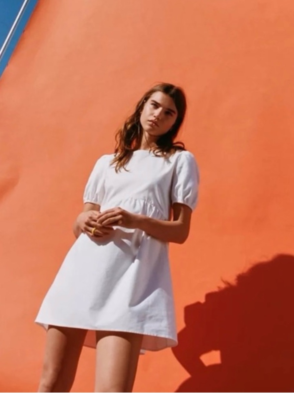 Aritzia Sunday Best White Cotton Babydoll Mini Dress Size Medium Open Back